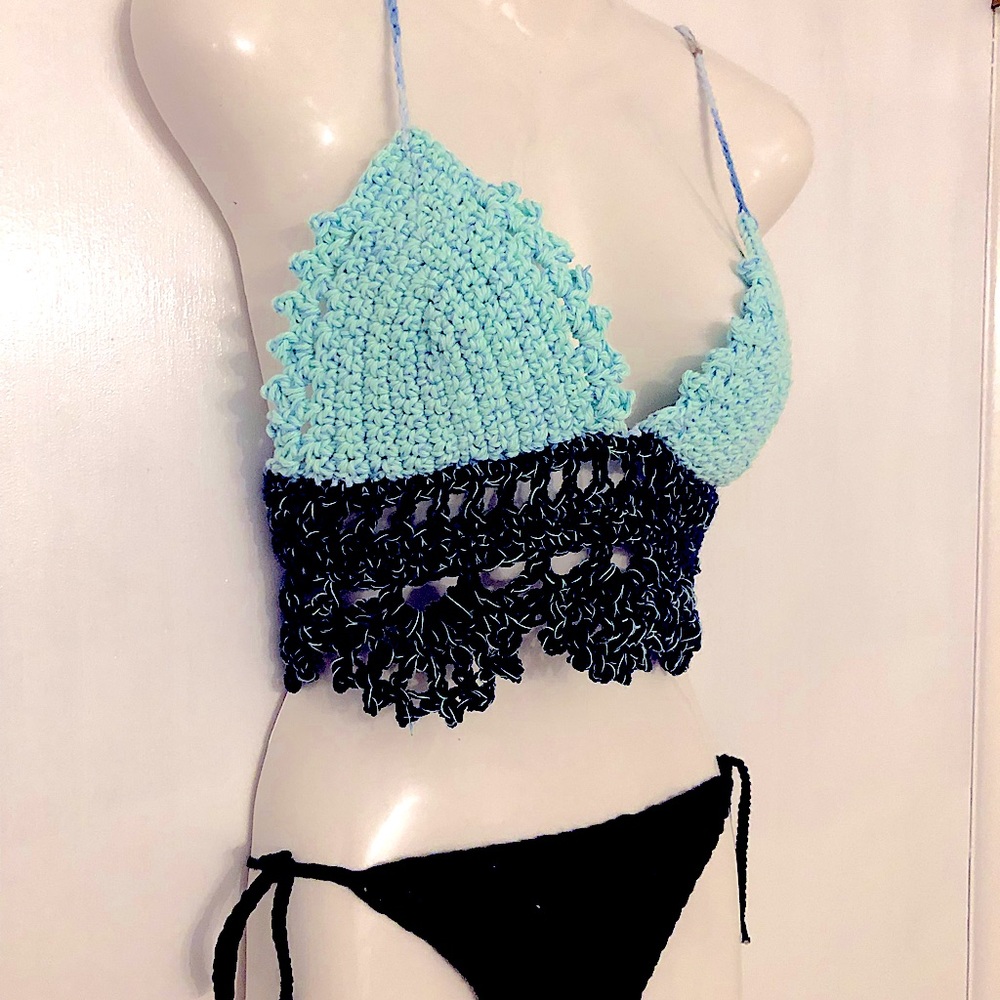 Bundle handmade crochet top and bikini bottoms.